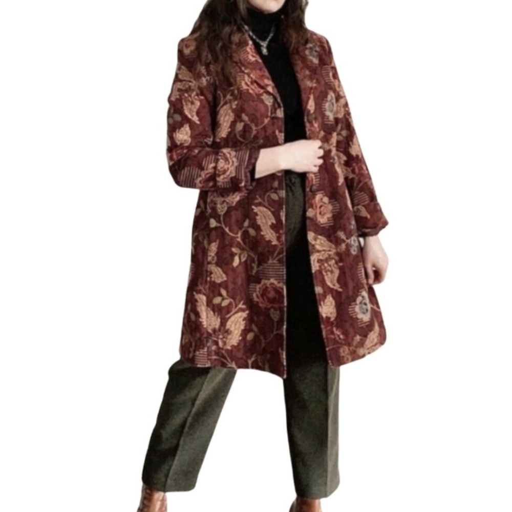 CAbi Womens  Jacobean Floral Brocade Tapestry Coat‎ Size 10  NWOT